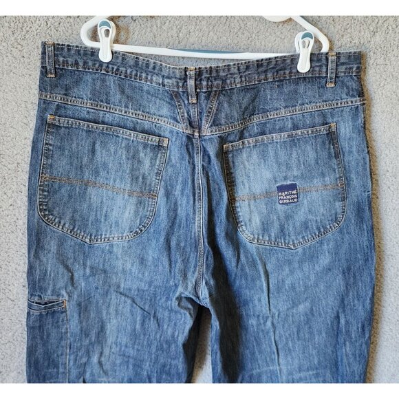 Y2K Marithe Francois Girbaud Double Button Skater Hip Hop Blue Jeans Size 44 - Picture 16 of 16